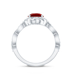 Lab Grown Ruby and Diamond Engagement Ring with Twisted Rope Design