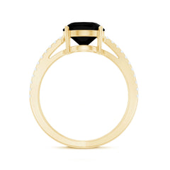 Lab Grown Black Diamond Oval Engagement Ring with Diamond Accent