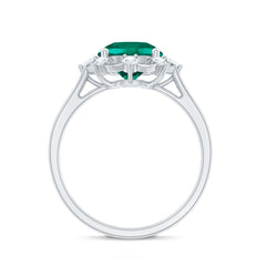 Lab Grown Emerald Designer Flower Engagement Ring