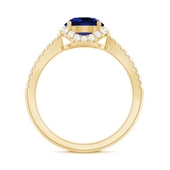 Certified 2.7 Carat Lab Grown Blue Sapphire Engagement Ring with Diamond for Women