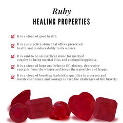 Real Pear Shape Ruby Half Eternity Ring with Diamond for Women