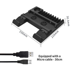 For PS4/PS4 Pro/PS4 Slim Host iplay Dual-seat Charging Multi-function Cooling Base Storage Bracket(Black)
