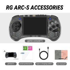 ANBERNIC RG ARC-S Handheld Game Console 4-Inch IPS Screen Linux System Portable Video Arcade 128G(Transparent Blue)