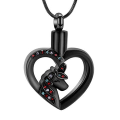 Unicorn Heart Cremation Urn Necklace with Rhinestones