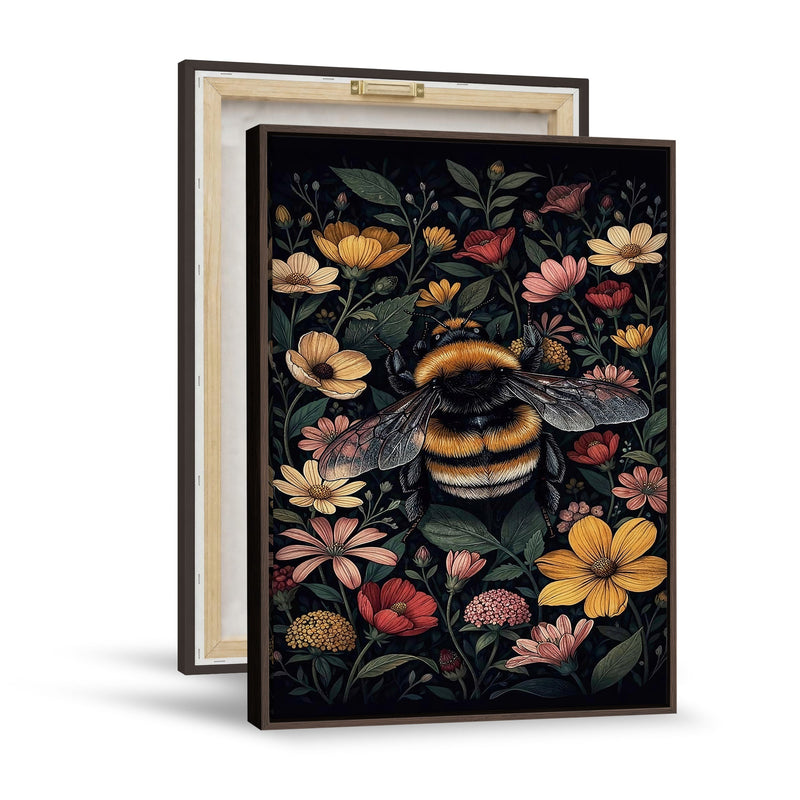 William Morris Style Prints Canvas Wall Art, Inner Framed Vintage Bee Botanical Floral Wall Art Decor for Living Room, Animal Picture Decor Artwork