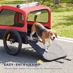 Dog Bike Trailer for Small & Medium Dogs, Universal Bicycle Coupler, Flip-Down Ramp Tailgate