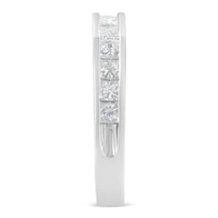 Women's 18K White Gold Princess Cut Diamond Band Ring (1 Cttw, G-H Color, SI1-SI2 Clarity) - Size 6