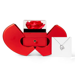 Forever Love Necklace with Red Heart Rose Box