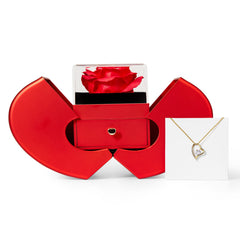 Forever Love Necklace with Red Heart Rose Box