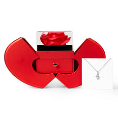Necklace with Red Heart Rose Box
