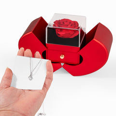 Necklace with Red Heart Rose Box