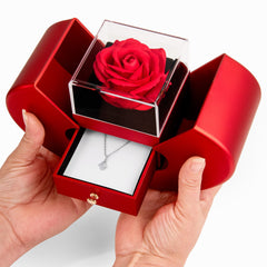 Necklace with Red Heart Rose Box