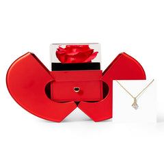 Necklace with Red Heart Rose Box