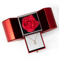 Necklace with Red Heart Rose Box