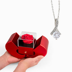 Beauty Necklace with Red Heart Rose Box