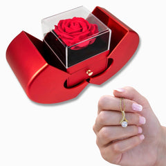 Beauty Necklace with Red Heart Rose Box