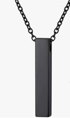 Simple Silver Column Cremation Urn Pendant Necklace