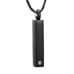 Gold Column With Rhinestone Cremation Urn Necklace