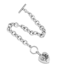"Always In My Heart" Silver Cremation Urn Bracelet