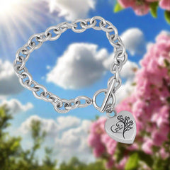 "Always In My Heart" Silver Cremation Urn Bracelet