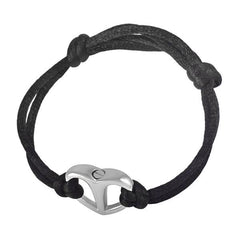 Black Rope & Silver Urn Cremation Bracelet