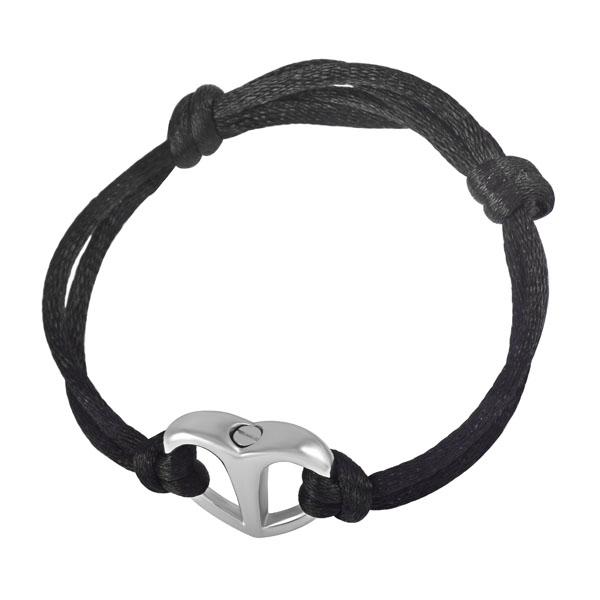 Black Rope & Silver Urn Cremation Bracelet