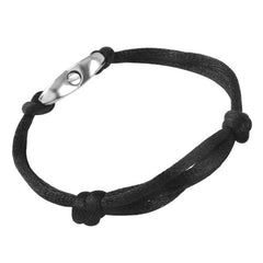 Black Rope & Silver Urn Cremation Bracelet