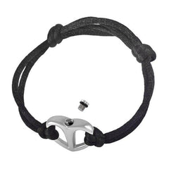 Black Rope & Silver Urn Cremation Bracelet