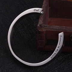 Silver Cremation Urn Bracelet With Etched Phrase