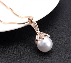 Crystal Flower & Pearl Cremation Urn Necklace With Rhinestones