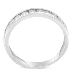 IGI Certified 1/2 Cttw Round Brilliant Cut Diamond 18K White Gold Channel Set Eternity Style Wedding Band Ring (H-I Color, I1-I2 Clarity) - Size 7