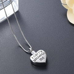 "I Carry You With Me" Heart Cremation Necklace