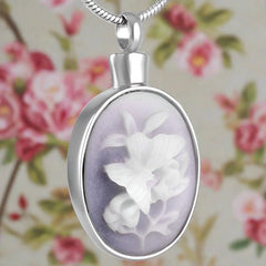 3D Laser Cut Victorian Style Floral Cremation Urn Necklace