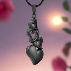 4 Heart Cremation Urn Necklace