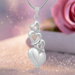 4 Heart Cremation Urn Necklace
