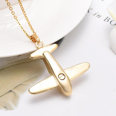 Airplane Shaped Cremation Urn Necklace
