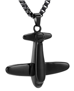 Airplane Shaped Cremation Urn Necklace