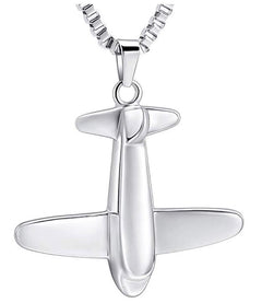 Airplane Shaped Cremation Urn Necklace