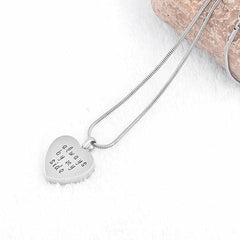 "Always by My Side" Engraved Silver Heart Cremation Urn Necklace