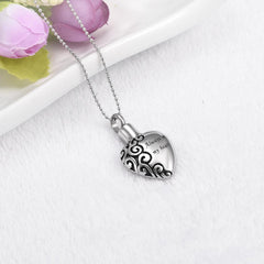 "Always In My Heart" Silver Heart Cremation Necklace