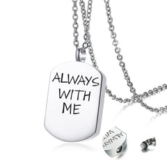 "Always With Me" Silver Dog Tag Cremation Necklace