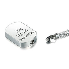 "Always With Me" Silver Dog Tag Cremation Necklace