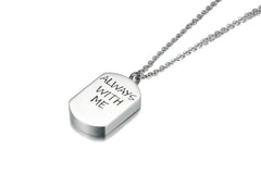 "Always With Me" Silver Dog Tag Cremation Necklace