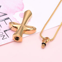 Angel Wing Cross Cremation Urn Necklace