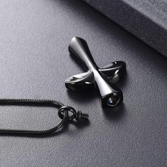 Angel Wing Cross Cremation Urn Necklace