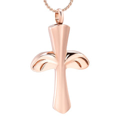 Angel Wing Cross Cremation Urn Necklace