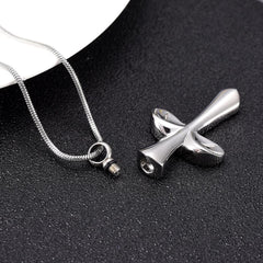 Angel Wing Cross Cremation Urn Necklace
