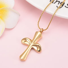Angel Wing Cross Cremation Urn Necklace
