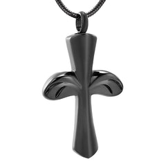 Angel Wing Cross Cremation Urn Necklace