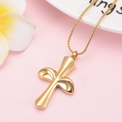 Angel Wing Cross Cremation Urn Necklace